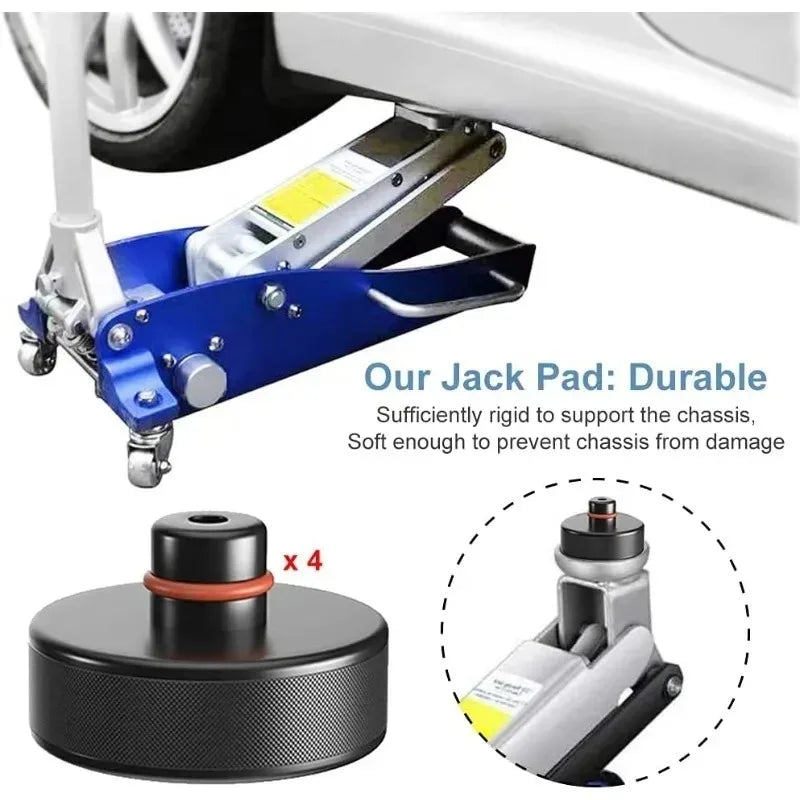 4pcs Heavy Duty Rubber Lifting Jack Pad for Tesla Model 3/S/X/Y/Y Juniper Lift Pucks Accessories - Automotive LED Light
