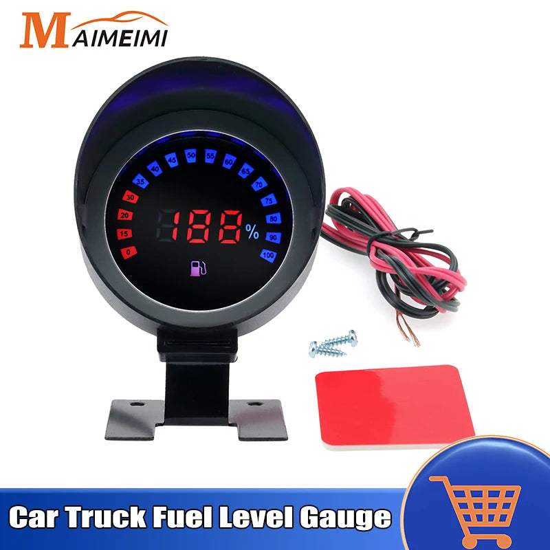 12V 24V Car Truck Fuel Level Gauge LCD Digital Car Gauge Meter For Truck Motorcycle Car Oil Tank - Automotive LED Light