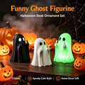 Funny Middle Finger Ghost Figurine Mini Resin Halloween Decor Spooky Statue for Office Desk Pran - Automotive LED Light