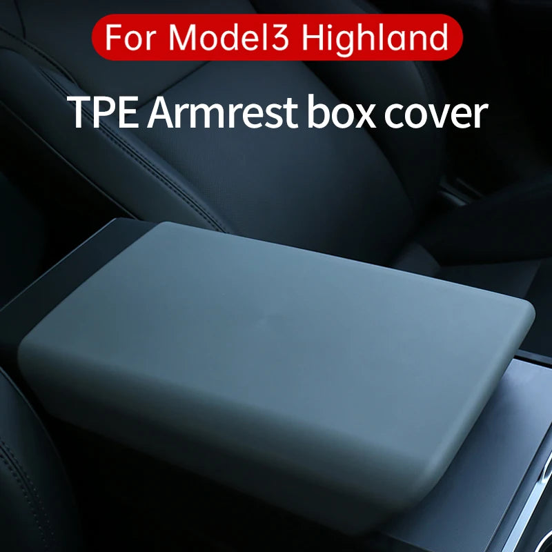 for Tesla Model 3 Highland 2024 TPE Soft Case Car Center Console Arm Rest Lid Auto Central Armre - Automotive LED Light