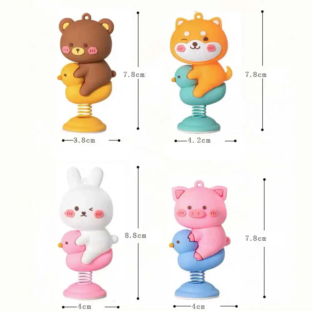 Car Panel Dashboard Decoration Cartoon Animal Shaking Head Spring Toys PVC Car Ornament Doll Aut - Automotive LED Light