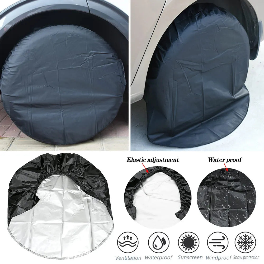Black Universal Motorhome Tire Cover Camper Tire Protective Cover Spare Tire CoveSpare Tire Cove - Automotive LED Light