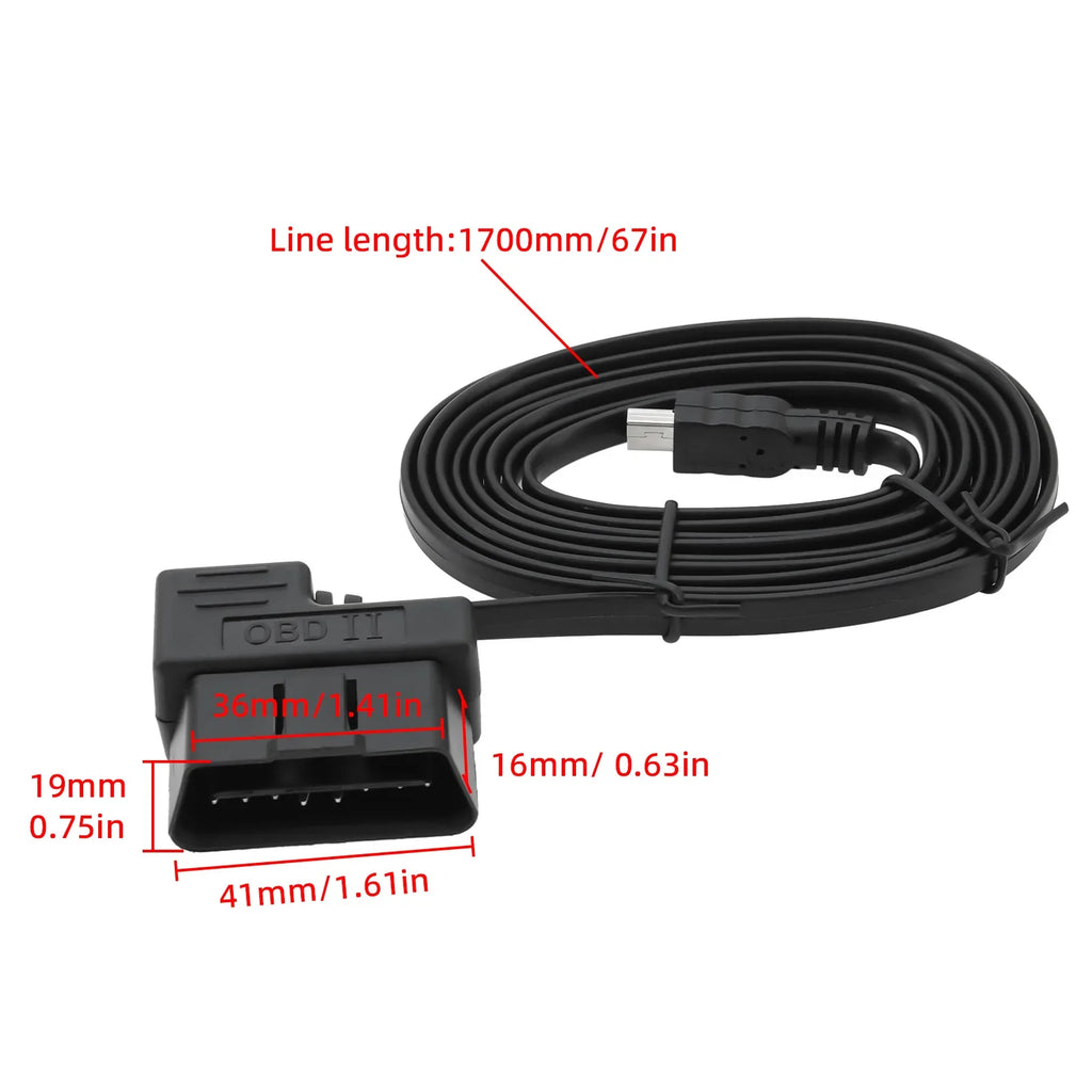 AD 1.7m OBD II OBD 2 7 8 16 Pin Cable Car OBD Hardwire Kit For Car HUD Head Up Display OBD2 Diag - Automotive LED Light
