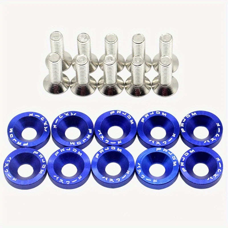 10Pcs Universal M6 Car Modified Hex Fasteners Fender Washer JDM Bumper Engine Aluminum Concave S - Automotive LED Light