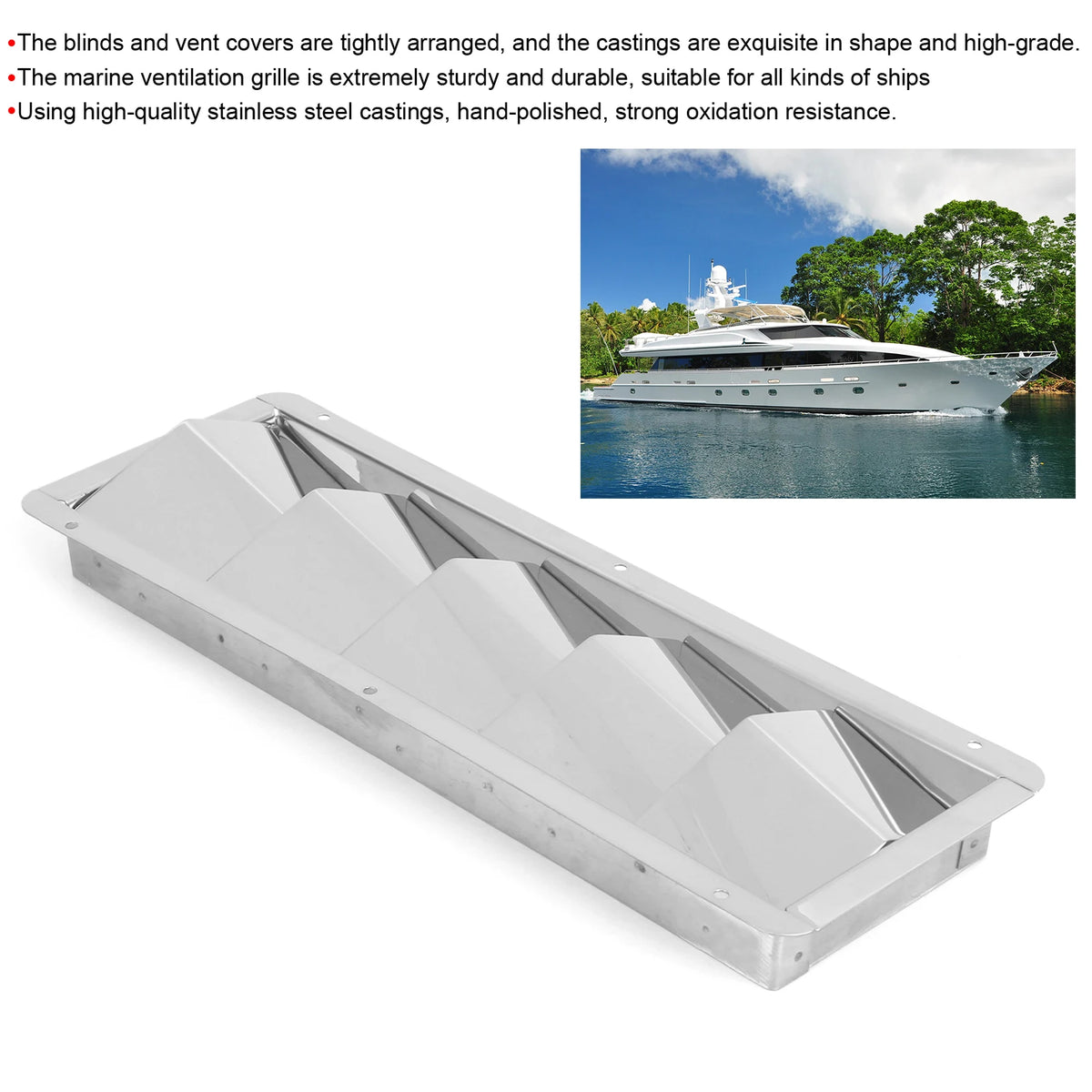5 Slots Boat Louver Vent Rectangle Stainless Steel Durable Ventilation Grille Hardware Fitting B - Automotive LED Light