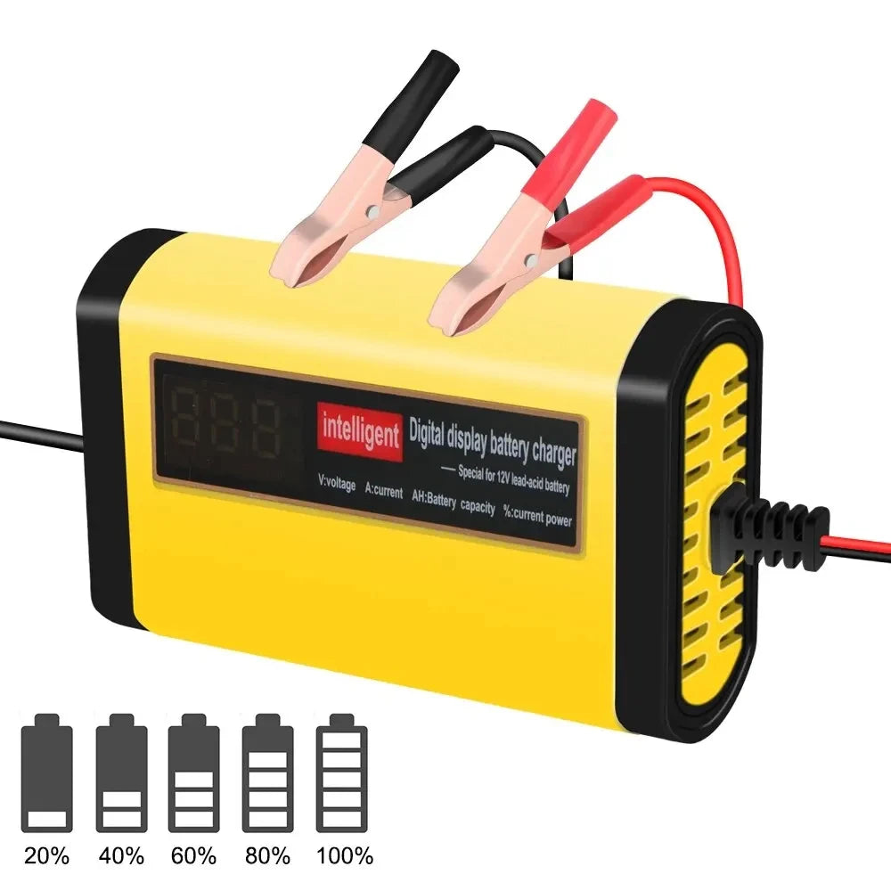 Full Automatic Car Battery Charger Digital LCD Display 2A Fast Charging 3 Stages Lead Acid AGM G - Automotive LED Light