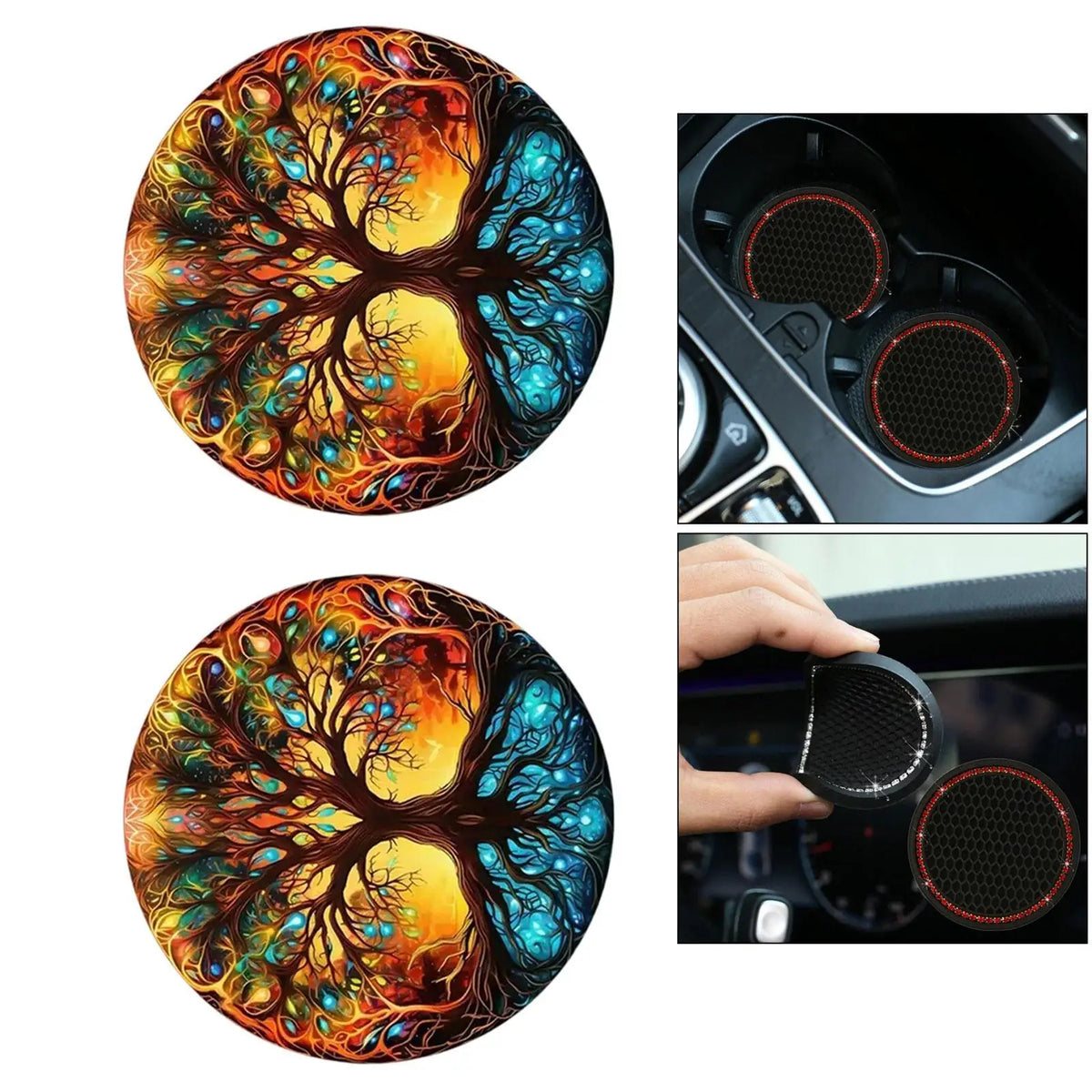 2 Pieces Generic Car Coasters for Cup Holders Simple to Install Modern Easy to Clean Anti Slip M - Automotive LED Light