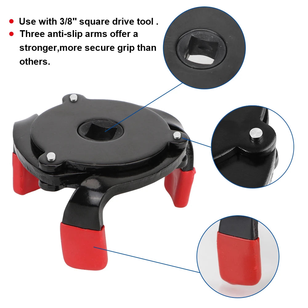 Car Oil Filter Wrench 3-Jaw Spanner Remover Repair Tools Oil Change Accessories Truck Trailer Of - Automotive LED Light