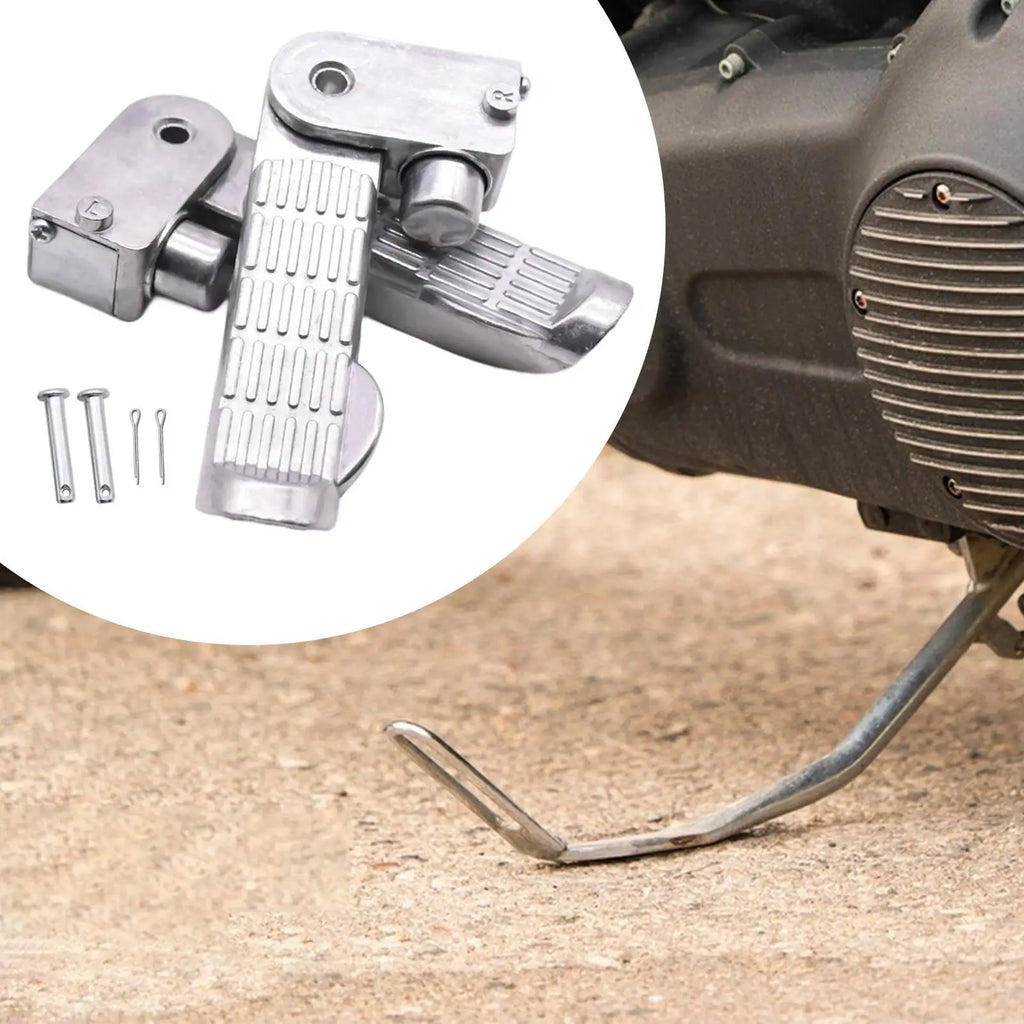 Adjustable Motorbike Foot Pedal Pair Durable Aluminum Alloy Replacement Pegs Universal Fit for M - Automotive LED Light