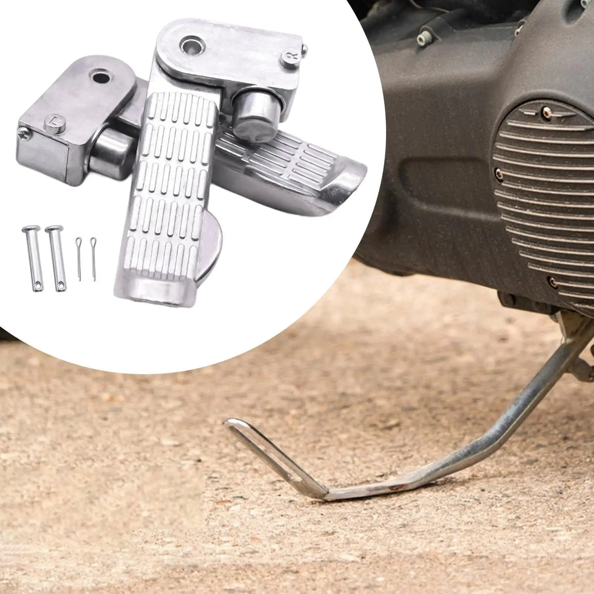 Adjustable Motorbike Foot Pedal Pair Durable Aluminum Alloy Replacement Pegs Universal Fit for M - Automotive LED Light