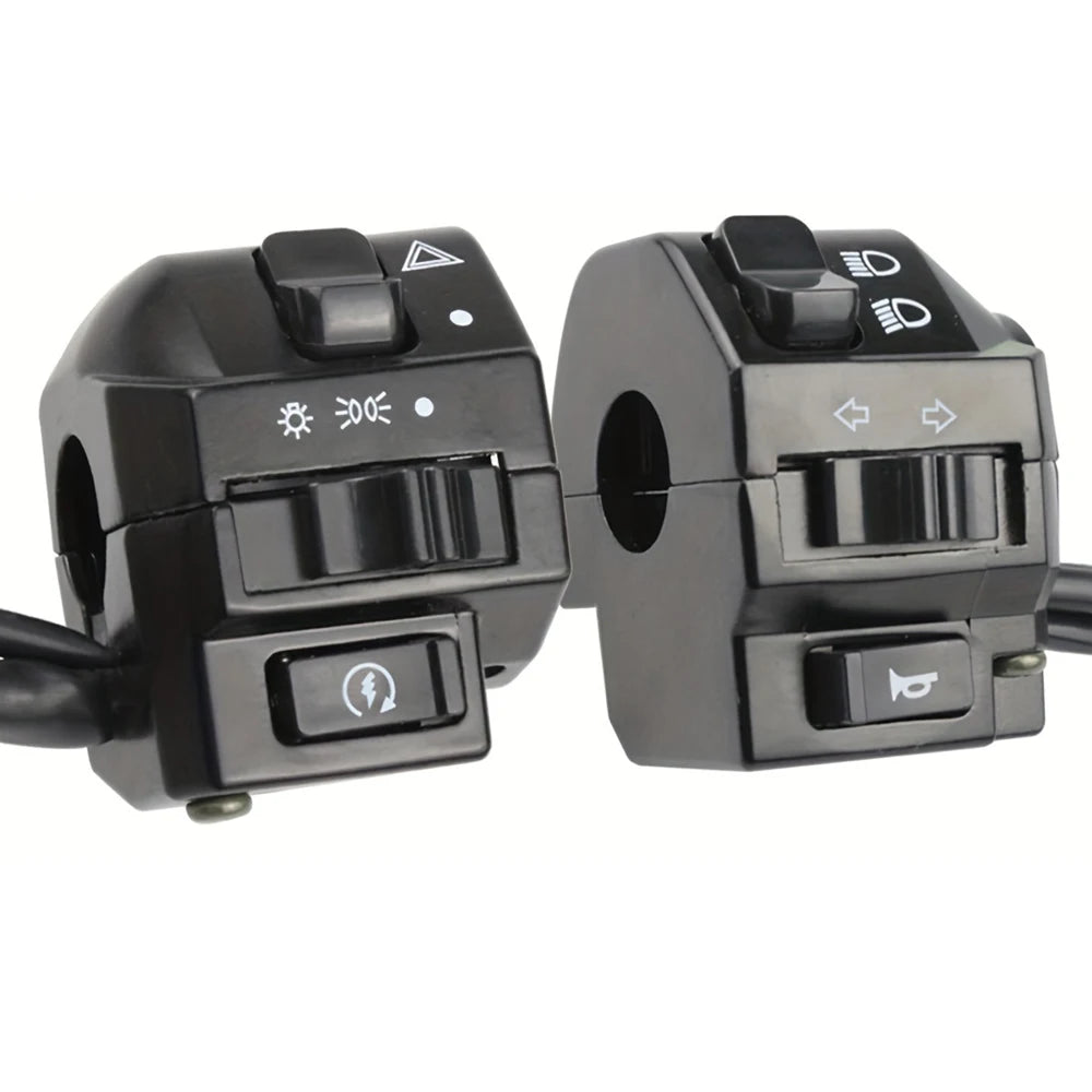 Motorcycle Universal Handlebar Turn Signal Control Switch 7/8" 22MM Black Motorbike Horn Headlig - LED Motorcycle Light