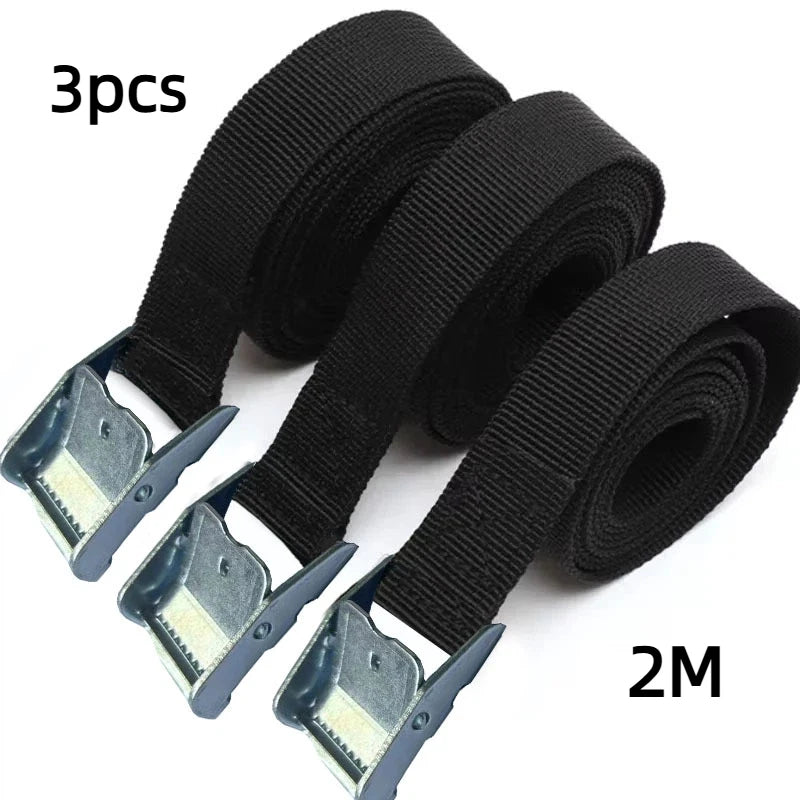 3pcs 2M Buckle Tie-Down Belt cargo straps for Car motorcycle bike With Metal Buckle Tow Rope Str - Automotive LED Light