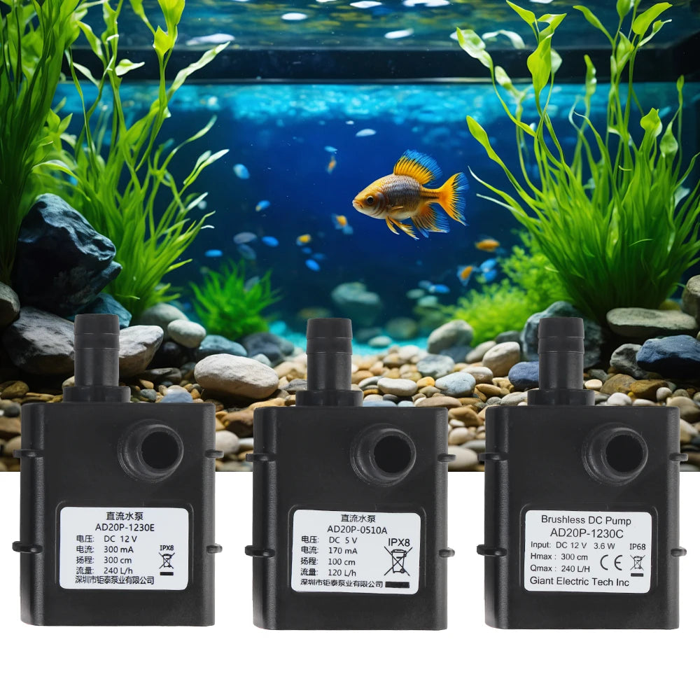 Water Circulation Brushless Small Water Pump Micro 5V for Garden Pond Fish Tank  for Mini DC12V - Automotive LED Light