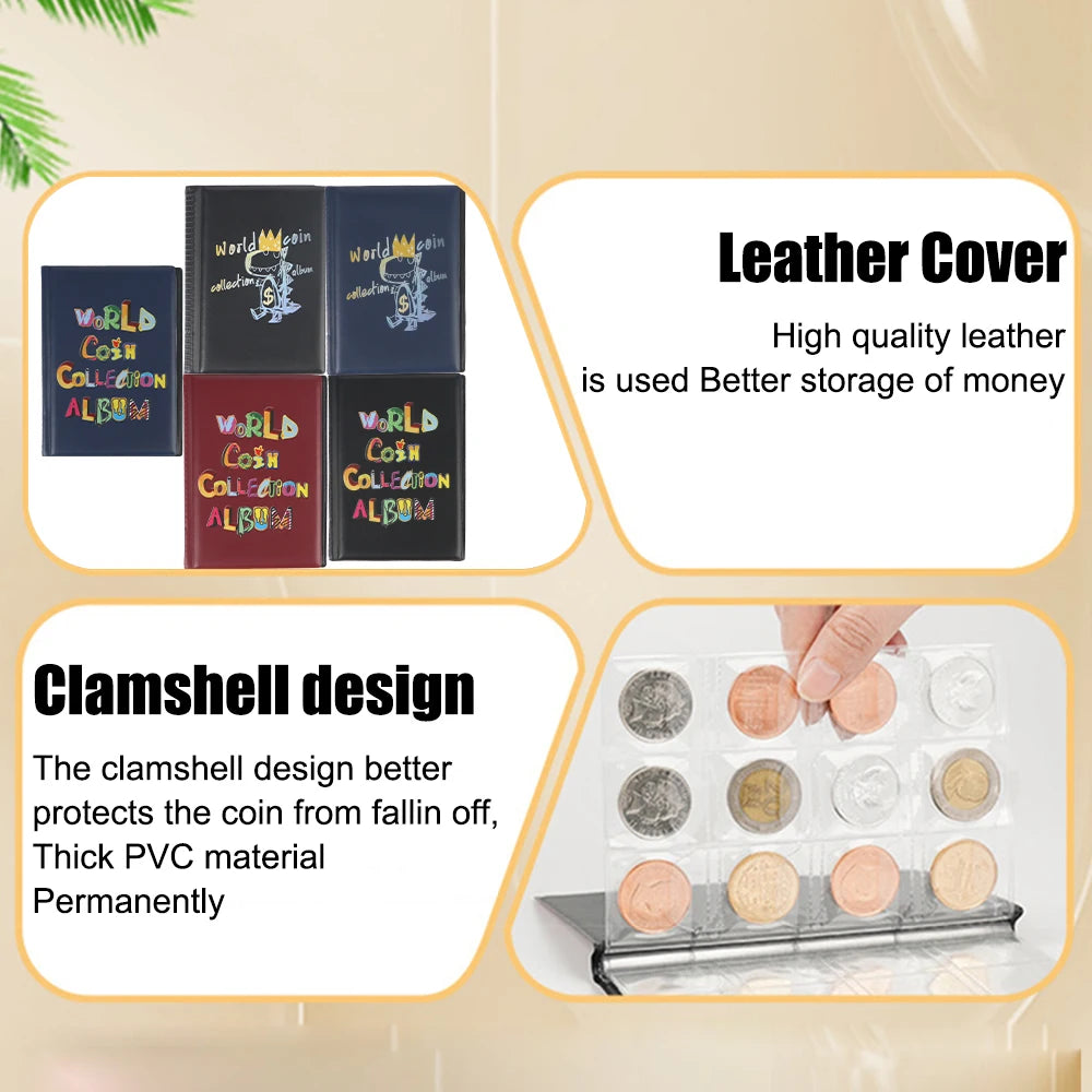 120 Pockets Coins Collector Mini Penny Coin Storage Bag Coin Album Book Coin Holder Albums Colle - Automotive LED Light