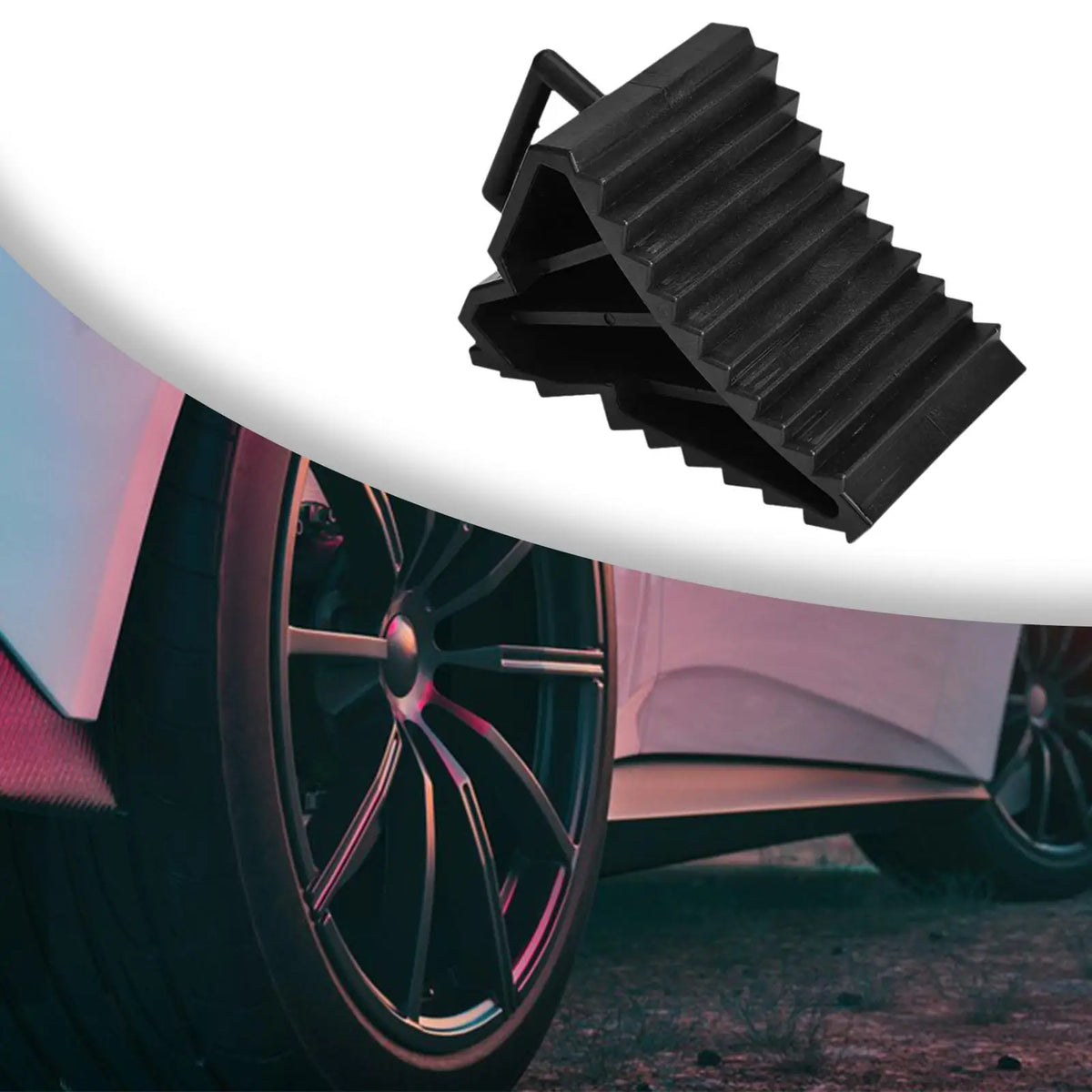 1/2PCS Wheel Chock Stabilizers For Truck RV Non Slip Triangle Base with Pull Handle Wheel Stabil - Automotive LED Light