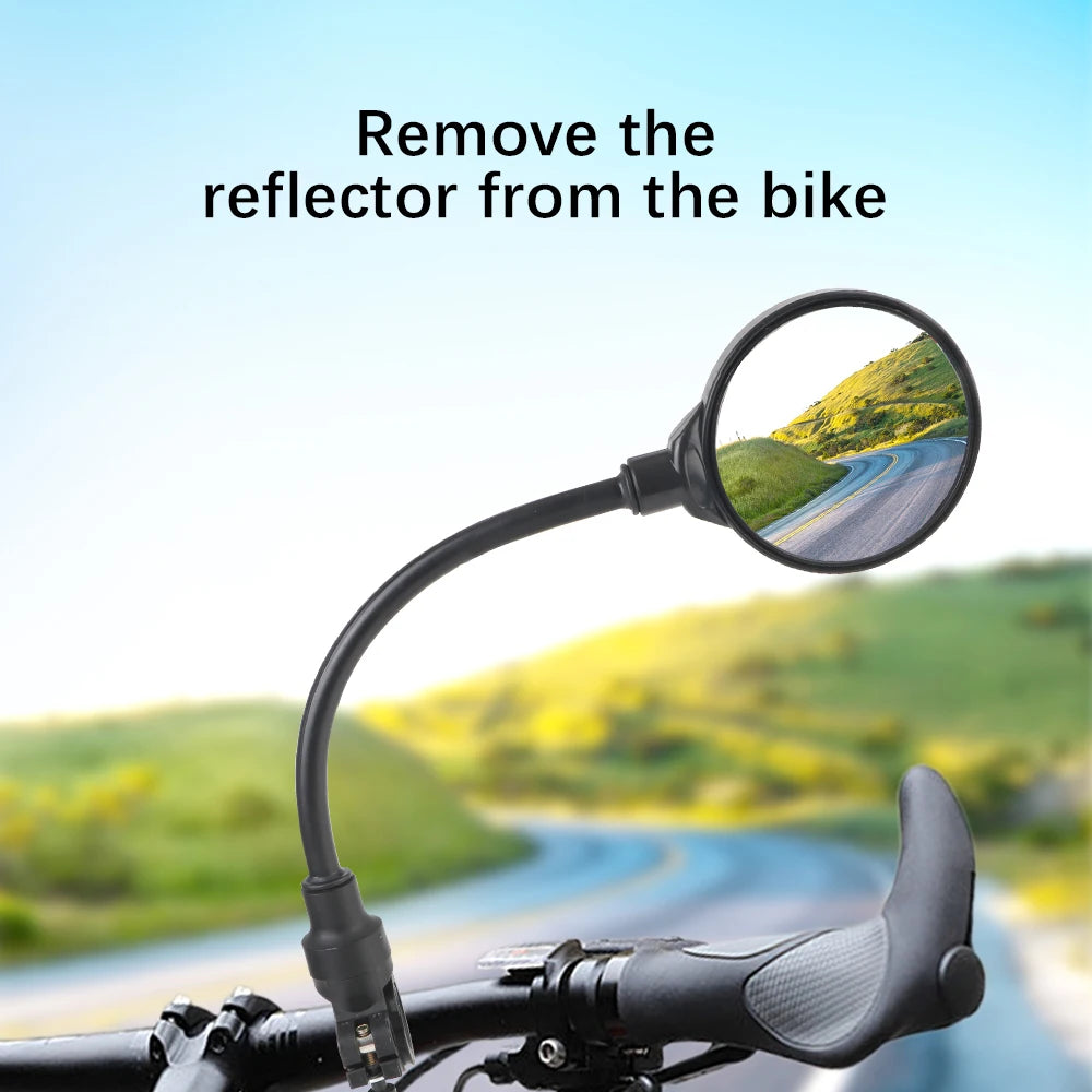 Motorcycle Rear View Mirrors Flexible Rod Universal Shockproof Convex Mirror Wide Angle Rearview - Automotive LED Light