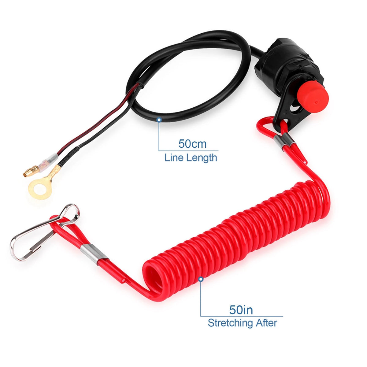 Boat Outboard Switch Engine Motor Lanyard Kill Urgent Stop Button Safety Connector Cord Compatib - Automotive LED Light