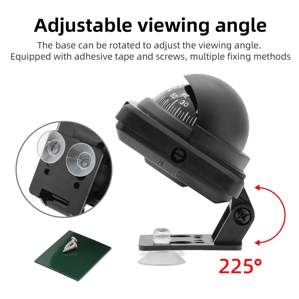 Car Dashboard Compass Mini Ball Dash Dashboard Accurate Data Car Mount Interior Accessories For  - Automotive LED Light