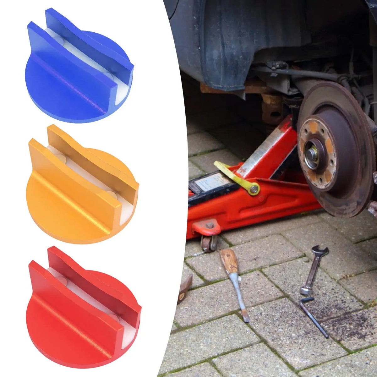 Grooved Magnetic Jack Pad Trucks Oil Change Aluminum Alloy for Most Cars Pinch Weld Frame Rail A - Automotive LED Light
