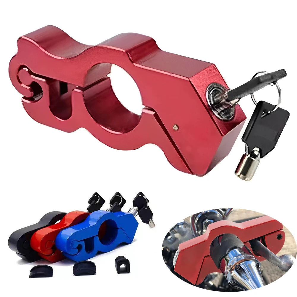 2 Keys Motorcycle Handlebar Lock Anti-theft Lock Motorcycle Electric Vehicle Aluminum Alloy Lock - Automotive LED Light