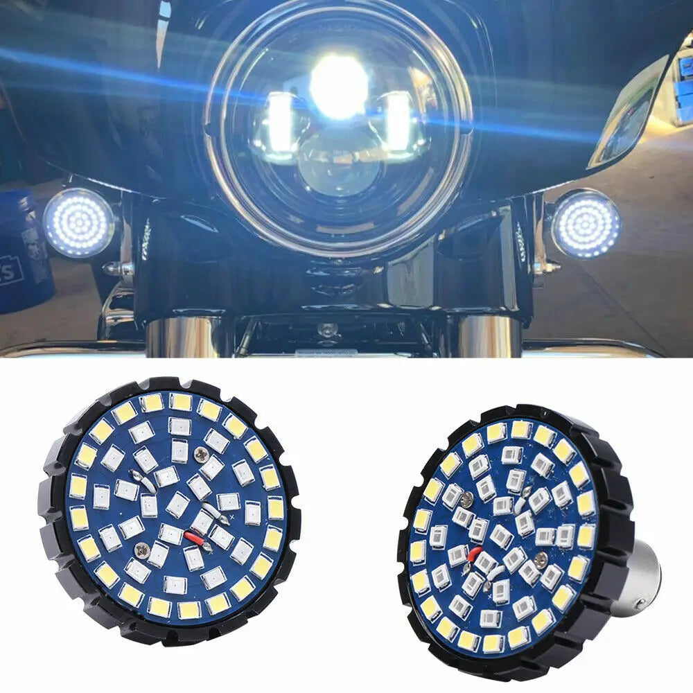2PCS 1157 Front Rear LED Turn Signal Amber LED Rear Turn Signal Lights For Harley Davidson Dyna  - LED Motorcycle Light