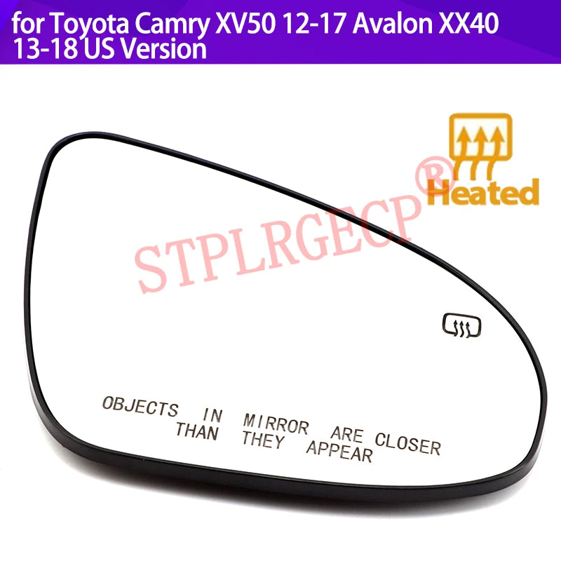 Stplrgecp Passenger Side Right Door Side Heated Wing Mirror Glass Lens for Toyot for Toyota Camry XV50 XX40 - Automotive