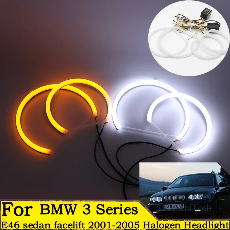 For BMW 3 Series E46 Sedan Facelift 2001-2005 halogen Headlight 131mm+146mm Cott for BMW E46 2001-2005 - Canbus LED Head