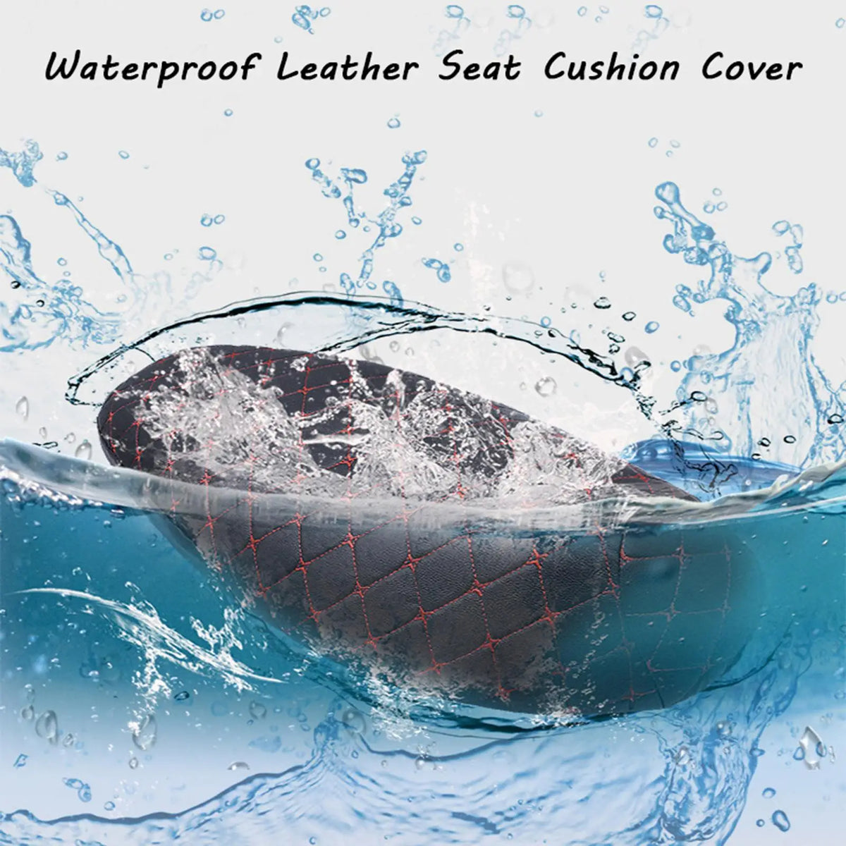 Black Leather Motorcycle Cushion Cover Waterproof Dustproof Saddle Seat Protector for Motorbike  - Automotive LED Light