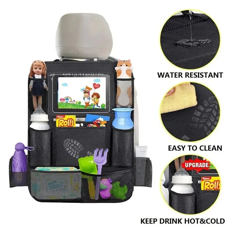 Car Seat Organizer Multifunctional Oxford Fabric Car Back Multi Pocket Storage Bag with Tablet H - Automotive LED Light