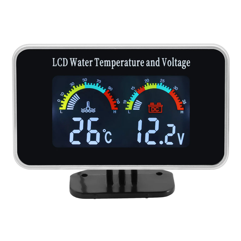HD Digital Voltmeters 2 IN 1 Auto Gauges Water Temperature Gauge Thermometer Indicator 12V Volt  - Automotive LED Light