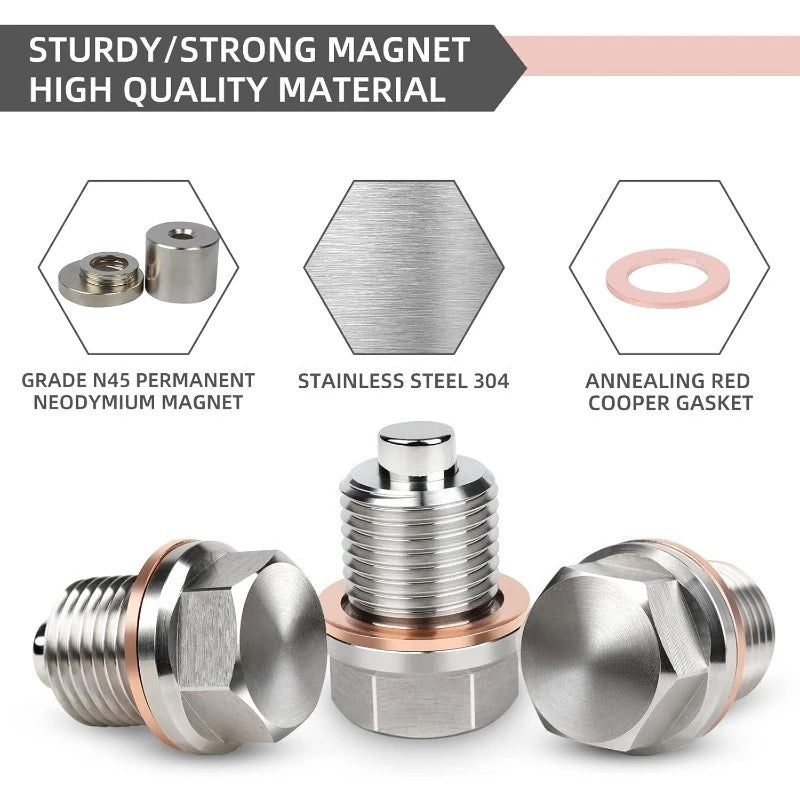 Premium Stainless Steel Magnetic Oil Drain Plug Screw Nut Oil Pan Nut M16*1.5/M1 for M16 M12 M14 - Automotive LED Light