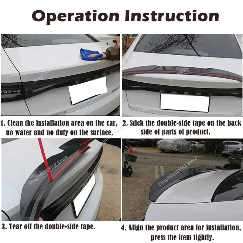 3pcs Sedan Rear Trunk Tail Rear Wing Spoiler 46.06-50.0inch Adjustable DIY Refit Boot Wings Spoi - Automotive LED Light