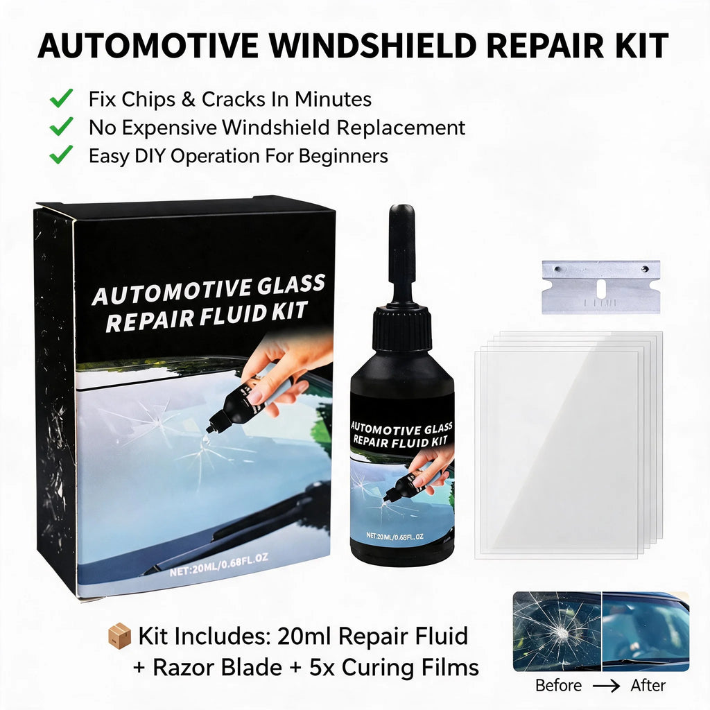20ml Car Window Repair Resin Kit DIY Crack Chip Scratch Fix Tool Curing Film Scraper Portable Au - Automotive LED Light