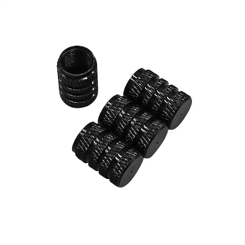 4Pcs Silver Car Tire Valve Stems Cap Knurling Style Tire Valve Cap Aluminum Tire Wheel Stem Air  - Automotive LED Light