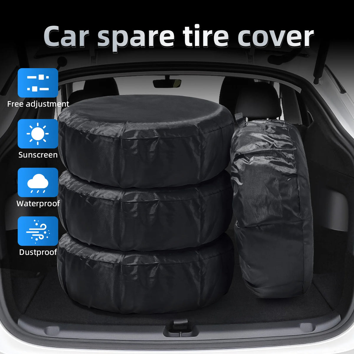 1PC/4PCS Spare Tire Cover Case Tire Wheel Bag Spare Wheel Tyre Weather Protection Storage Covers - Automotive LED Light