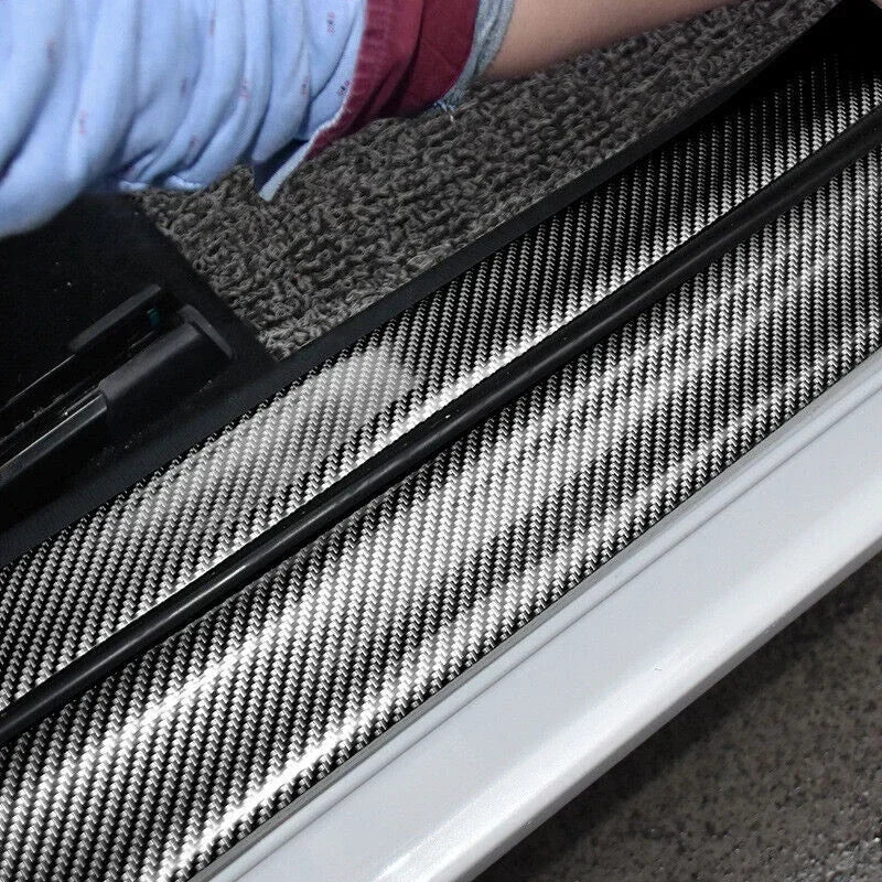 Universal Car Stickers Doorsill Bumper Threshold Step Carbon Fiber Protector Guard Strip Sticker - Automotive LED Light