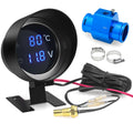 AD Round Led Digital Car Water Temp Gauge + Voltmeter 2in1 Water Temperature Adapter Moto Volt M - Automotive LED Light