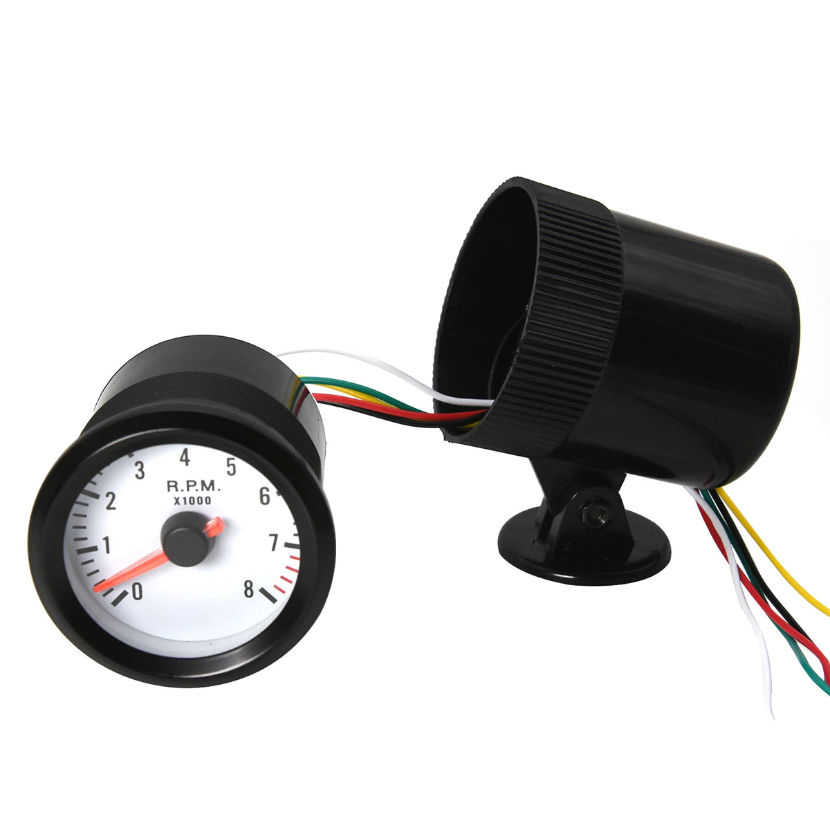 AD 52mm Tachometer tacometro 12V Car LED Tacho Gauge Tachometer 0-8000 RPM Meter White Black for - Automotive LED Light