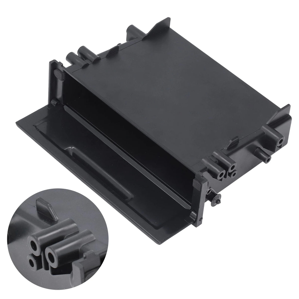 1Pc 1DIN Car Radio Storage Box Multi Application ABS Black Inner Organizer Replacement for Car R - Automotive LED Light
