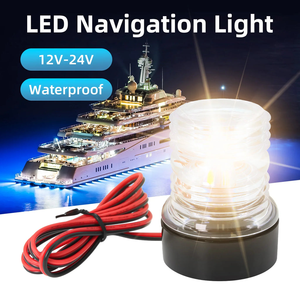 AD 12V Waterproof LED Navigation Light Marine Boat Yacht Anchor Light 360 Degree All Round White - Automotive LED Light