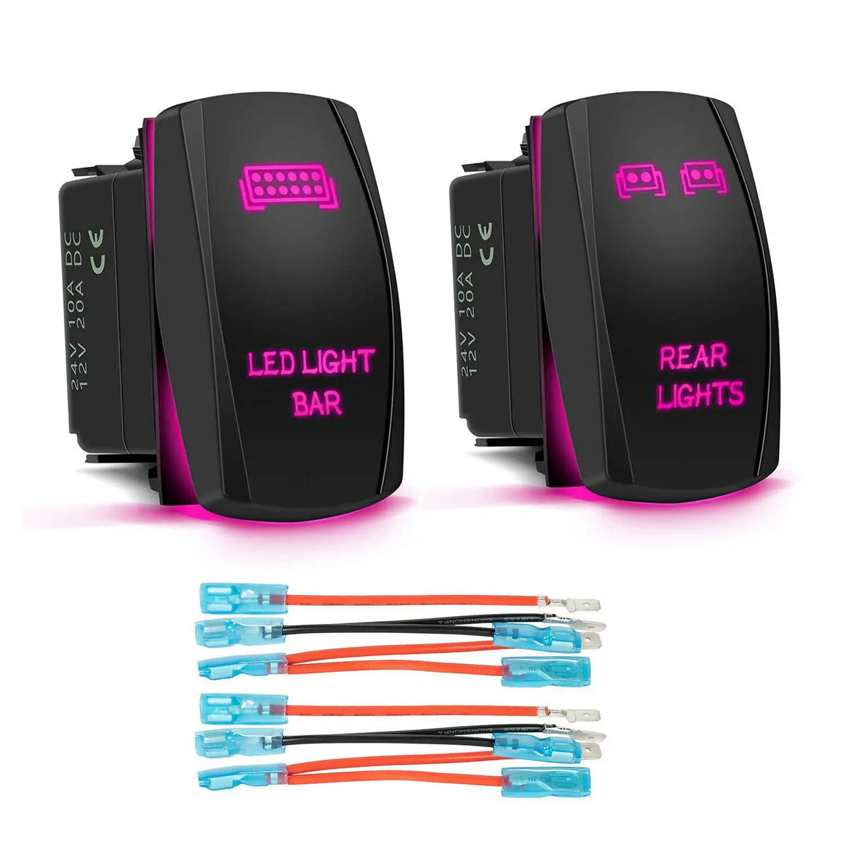 Rocker Switch SPST 5 Pin Dish Toggle On/Off Waterproof Marine Rocker Switch 12V 24V With Wires - Automotive LED Light