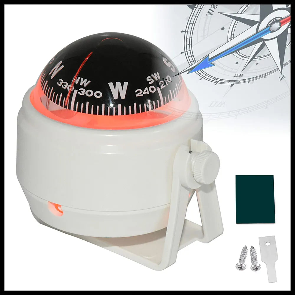 Marine Navigation Compass Waterproof ABS Compass for Boat Truck Cycling Hiking LED Digital Point - Automotive LED Light