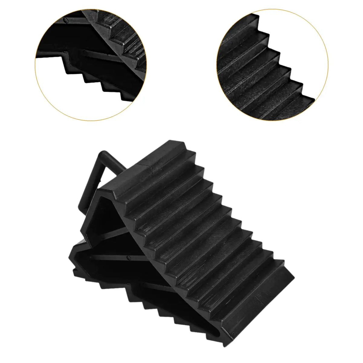 1/2PCS Wheel Chock Stabilizers For Truck RV Non Slip Triangle Base with Pull Handle Wheel Stabil - Automotive LED Light
