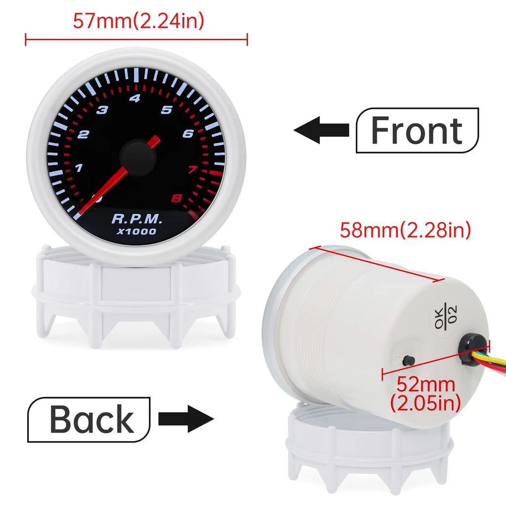 AD 52mm Universal Smoke Len Tachometer RPM Turbo Boost Gauge 2 Bar PSI Water Temp Meter Oil Pres - Automotive LED Light