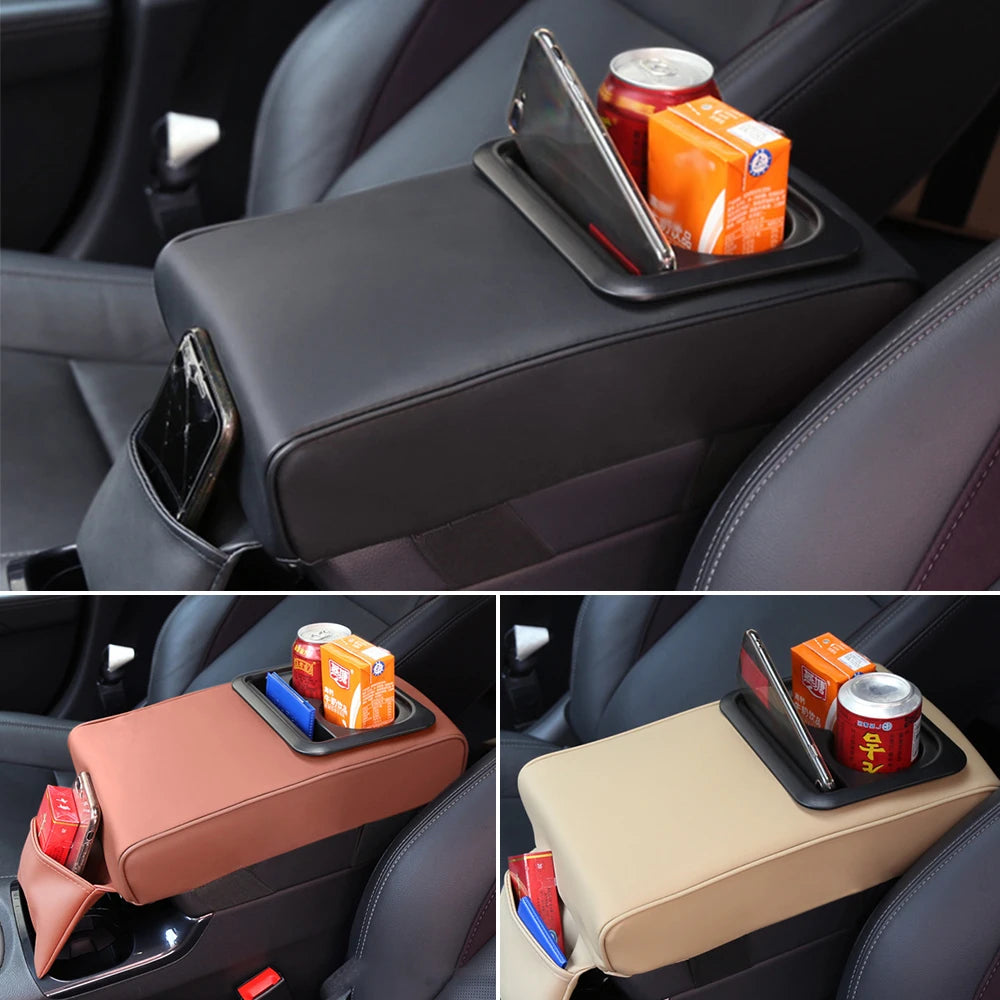 1PC Car armrest pad Auto Accessories Hand Elbow Support Cushion Box Anti-fatigue With Cup Holder - Automotive LED Light
