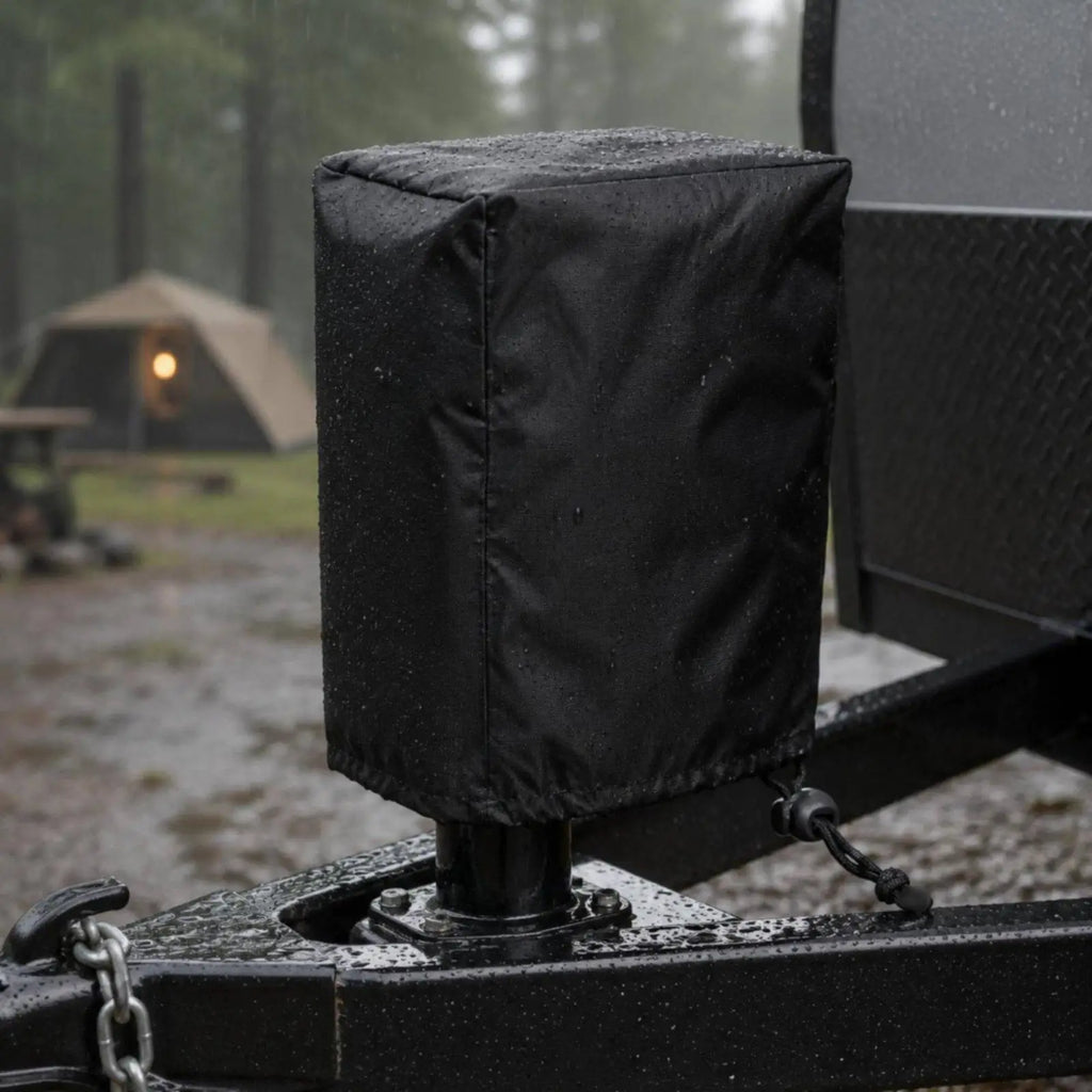 Heavy Duty Trailer Jack Cover Adjustable Drawstring Weather Resistant Protector for RV Camper To - Automotive LED Light