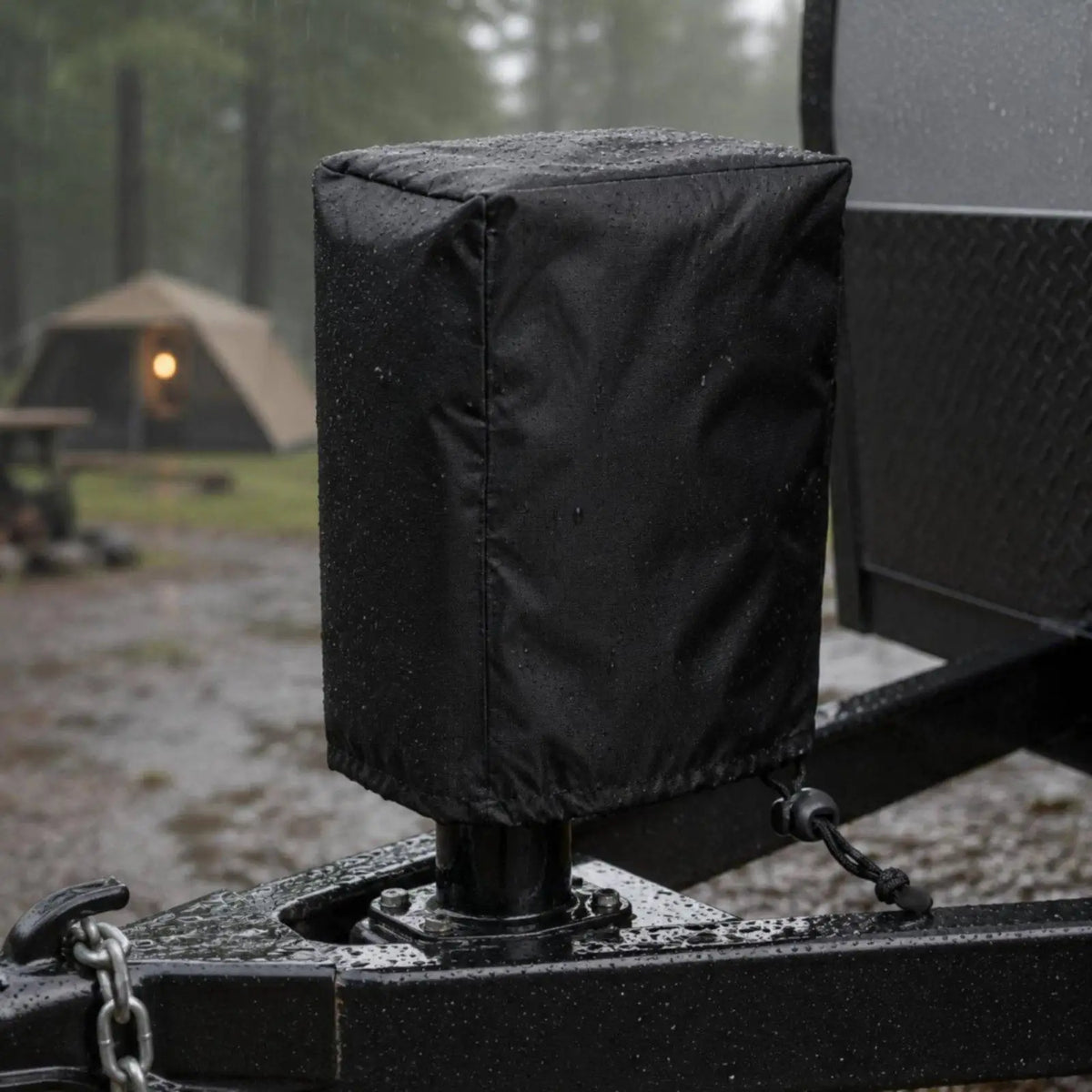 Heavy Duty Trailer Jack Cover Adjustable Drawstring Weather Resistant Protector for RV Camper To - Automotive LED Light