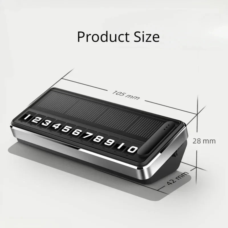 Solar Powered LED Parking Card Holder - Temporary Parking Pass with Multiple Number Options Car  - Automotive LED Light