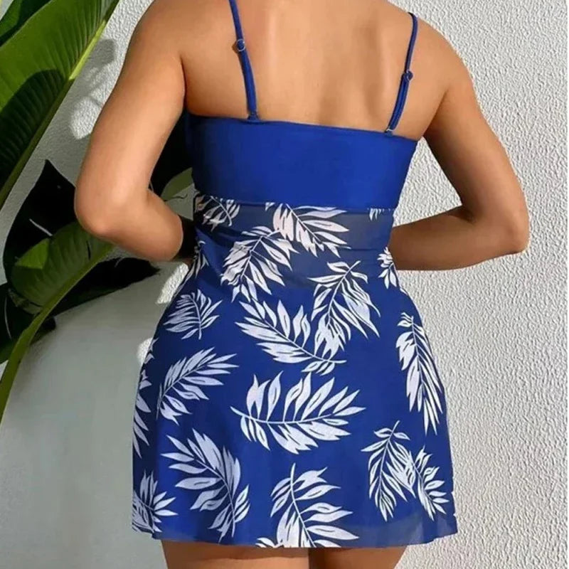 2024 Summer Short Dress Split Swimsuit Women's Sexy Fashion High Waist Swimsuit Thickened Mesh P - Automotive LED Light