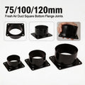 Black Flange Connector 75/100/120/150mm Plastic Square Bottom Straight Flange Air Inlet And Outl - Automotive LED Light